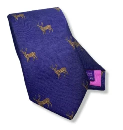 Seaward And Stearn English Woven Silk Stag Tie: Navy
