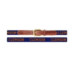 Smathers And Branson Needlepoint Belt - Clemson Text (Purple)