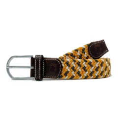 Roostas The Bristol Two Toned Woven Elastic Stretch Belt - Orange/Smokey/White
