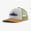 Patagonia Fitz Roy Trout Trucker Hat: White W/ Classic Tan