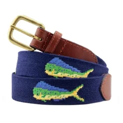 Smathers And Branson Mahi Mahi Needlepoint Belt - Dark Navy