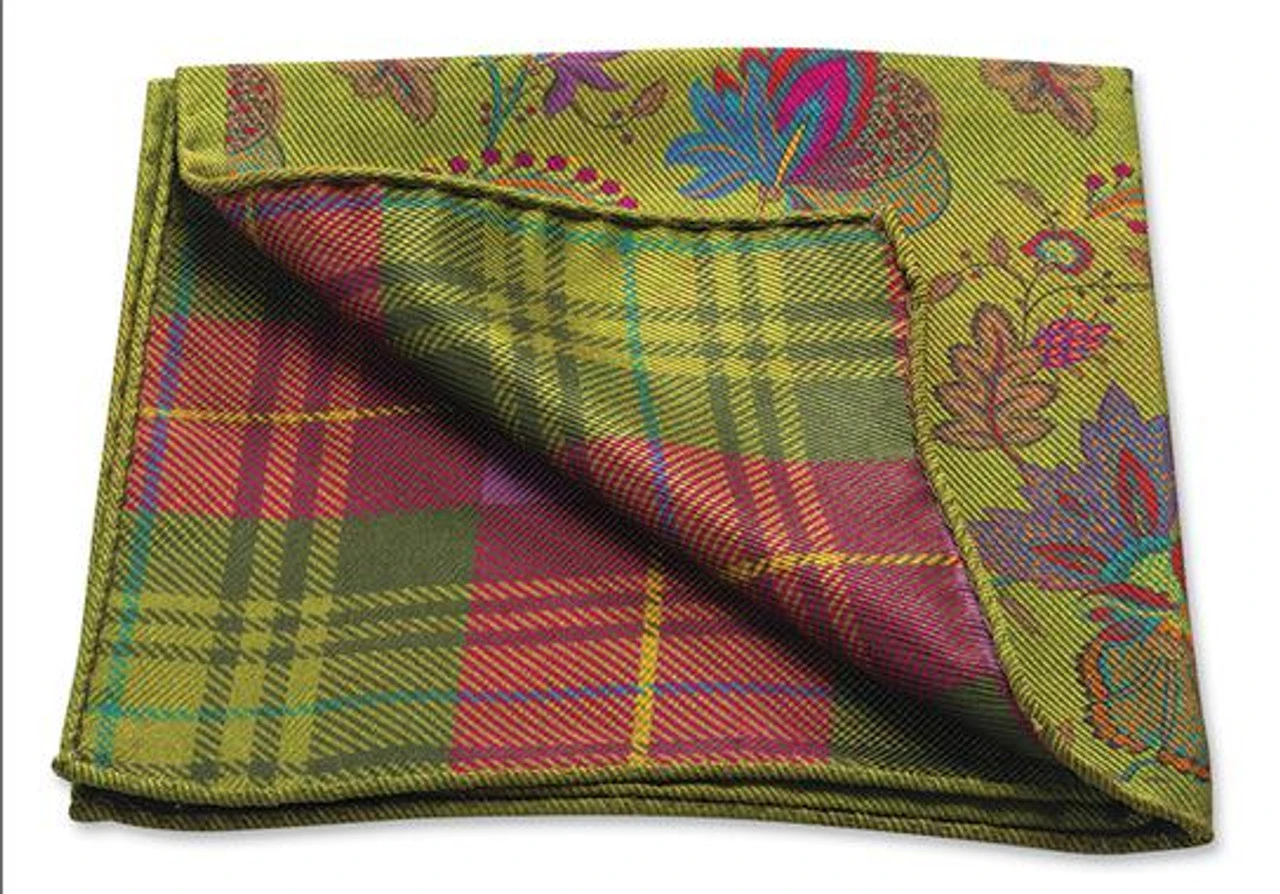 R Hanauer Green Paisley/Plaid Pocket Square 1 R Hanauer Green Paisley/Plaid Pocket Square