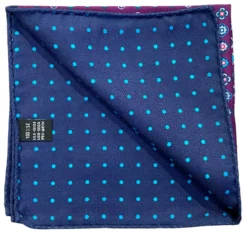 R Hanauer Reversible Clover Dot Pocket Square: Purple