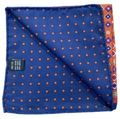 R Hanauer Reversible Clover Dot Pocket Square: Henna