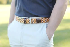 Roostas The Bristol Two Toned Woven Elastic Stretch Belt - Orange/Smokey/White -Clothing Store 9N2A5720 36842.1609596776 07787.1635519066