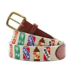 Smathers And Branson Beer Cans Needlepoint Belt - Khaki
