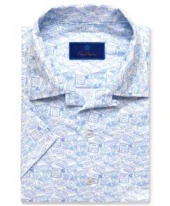 David Donahue Passport Camp Shirt: White/Sky