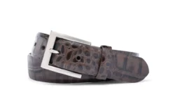 W. Kleinberg Embossed Crocodile Belt: Chocolate