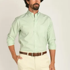 Duckhead Cotton Oxford Sport Shirt - Morris Solid: Quiet Green -Clothing Store D1 1090 331 OM 1 1800x1800 55542.1677606044