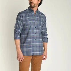Duckhead Tazewell Plaid Flannel Shirt: Indigo Blue