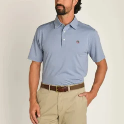 Duck Head Hayes Performance Logo Polo: Tempest Blue