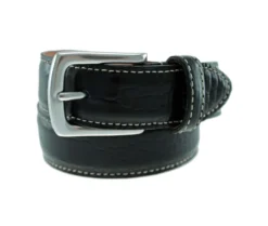 T.B. Phelps El Paso Croco Leather Belt - Black