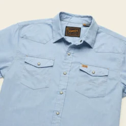 Howler Brothers H Bar B Snapshirt: Faded Blue Oxford -Clothing Store F22 Shirts HbarB Snapshirt Faded Blue Oxford Angle 79250.1677944821