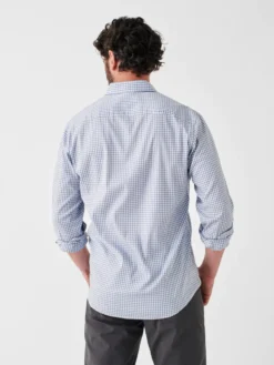 Faherty The Movement™ Shirt: Light Blue Gingham -Clothing Store FA22 faherty mens MWC0081 LBI THE MOVEMENT SHIRT LIGHT BLUE GINGHAM Back 1 1000x 54994.1679347163