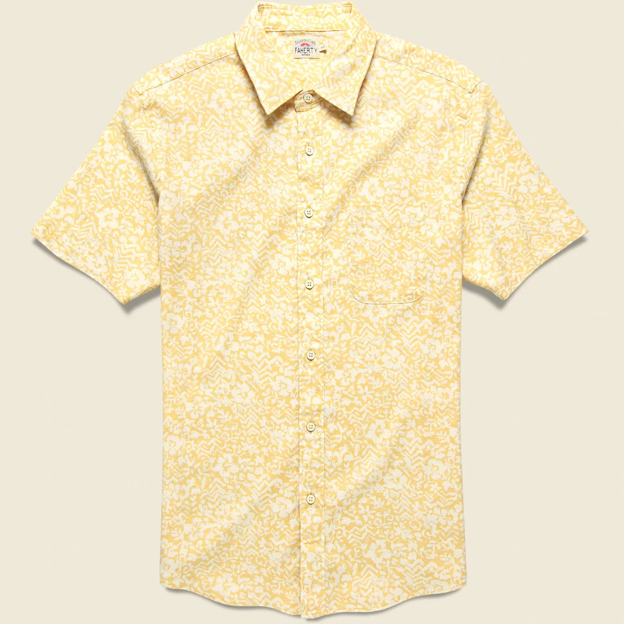 Faherty Breeze Shirt: Wheat Floral 1 Faherty Breeze Shirt: Wheat Floral