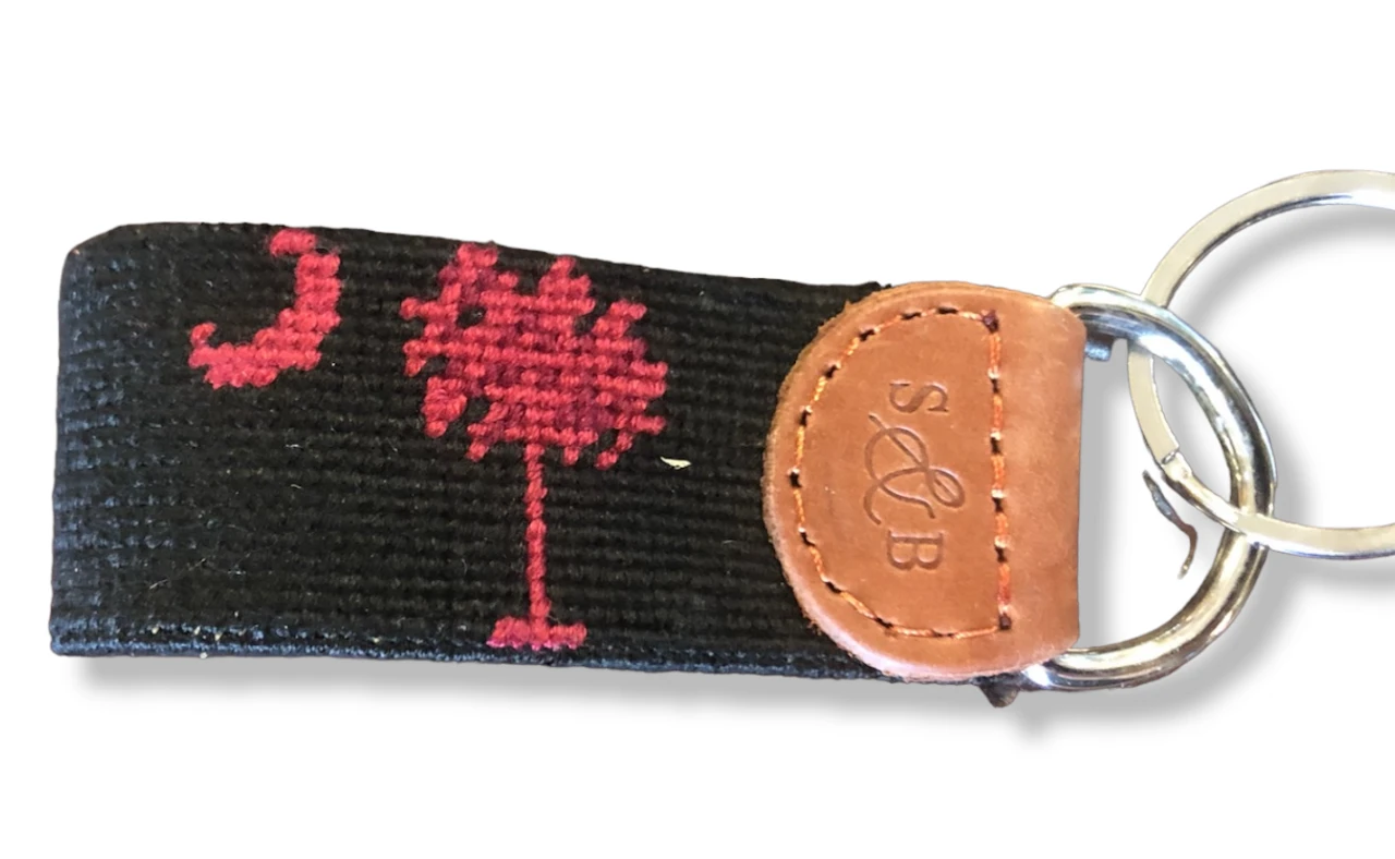 Smathers And Branson Key Fob: Garnet Palmetto On Black 1 Smathers And Branson Key Fob: Garnet Palmetto On Black