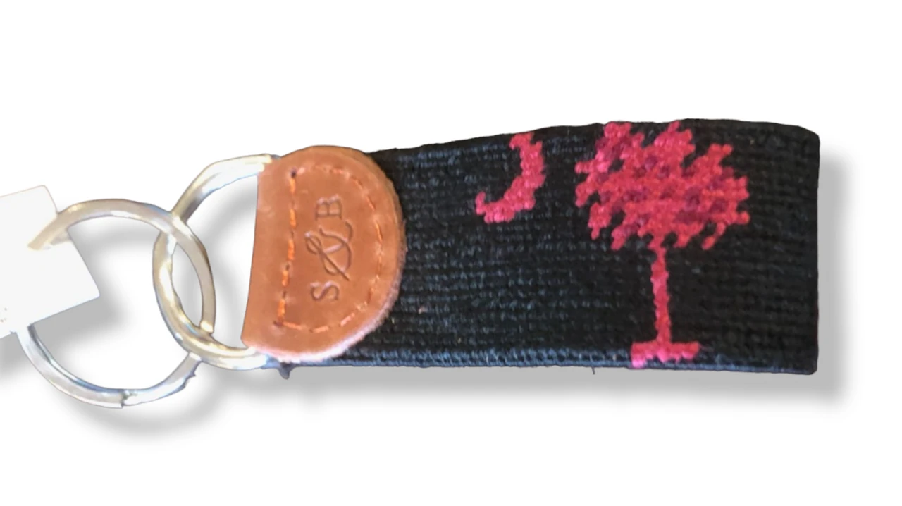 Smathers And Branson Key Fob: Garnet Palmetto On Black 2 Smathers And Branson Key Fob: Garnet Palmetto On Black - Image 2