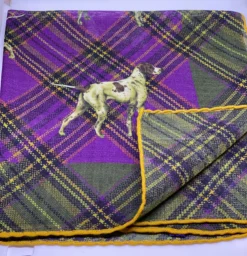 Seaward And Stearn Pointer Dog Pocket Square: Mustard Plaid
