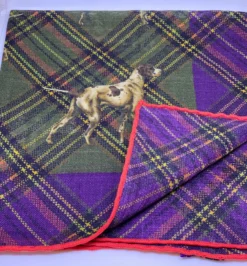 Seaward And Stearn Pointer Dog Pocket Square: Coral Plaid