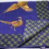 Seaward And Stearn Pheasant W/ Border Pocket Square: Blue
