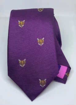 Seaward And Stearn English Woven Silk Fox Head Tie: Purple