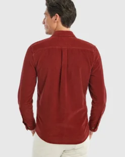 Johnnie-O Kodiak Hangin' Out Corduroy Shirt: Malibu Red -Clothing Store JMWL7380 KODIAK MENS Woven MalibuRed 22FA Back MOD 2177 800x 33006.1665519205