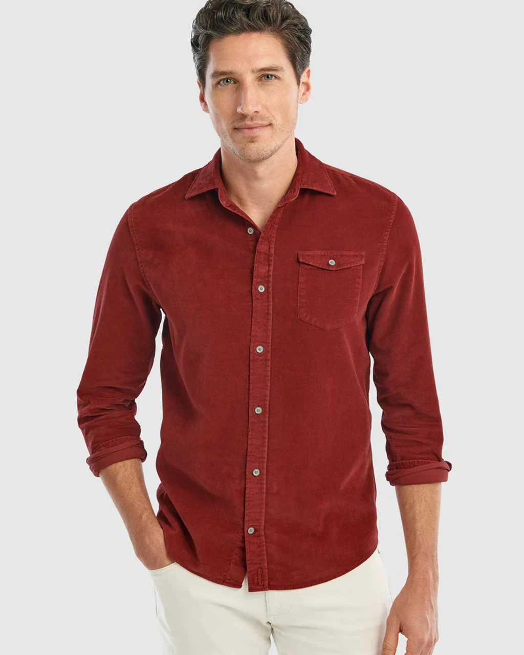 Johnnie-O Kodiak Hangin' Out Corduroy Shirt: Malibu Red
