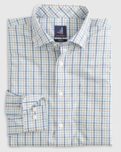 Johnnie-O Cary PREP-FORMANCE Button Up Shirt: Oceanside -Clothing Store JMWL7460 CARY Mens Woven OCEANSIDE 23SS Front flt 800x 38103.1677347338