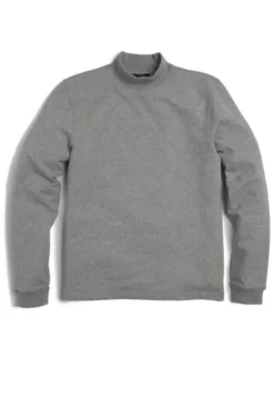 Scott Barber Pima Interlock Mock Turtleneck: Grey Heather