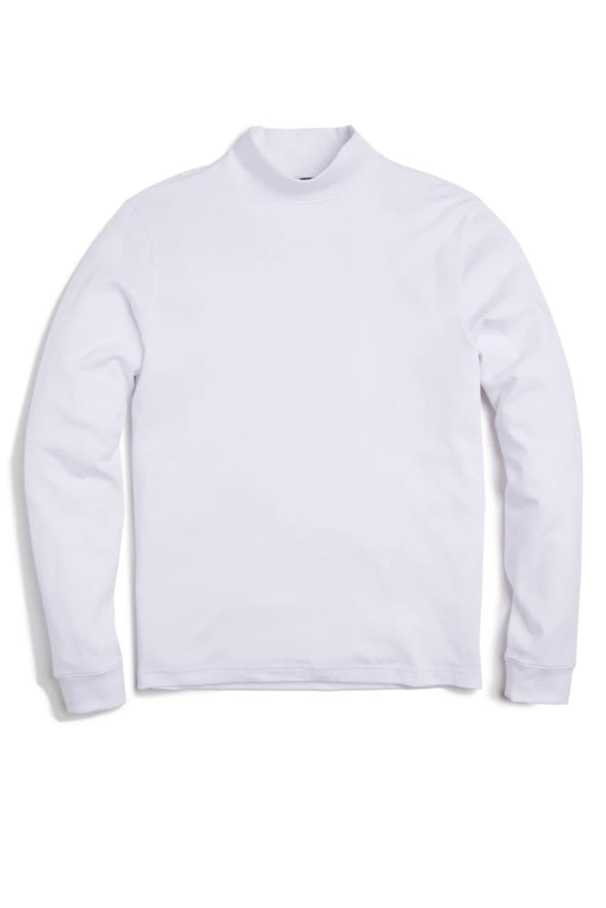 Scott Barber Pima Interlock Mock Turtleneck: White 1 Scott Barber Pima Interlock Mock Turtleneck: White
