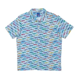 Michael's Corvettes Pima Cotton/Stretch Full Button Front Shirt: Blue