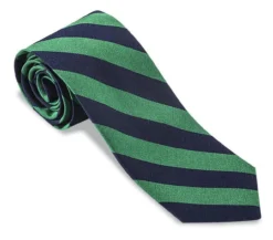 R Hanauer Kensington Striped Necktie: Navy/Green