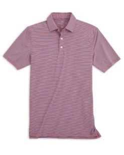 Southern Tide BRRR°®-EEZE Fogarty Stripe Performance Polo Shirt: Paprika Red