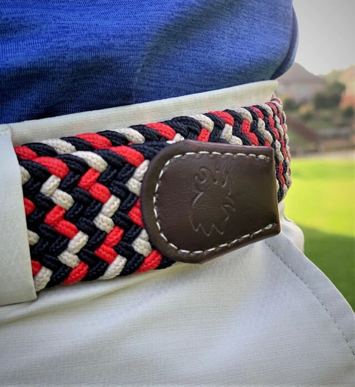 Roostas The Oxford Two Toned Woven Elastic Stretch Belt - Navy/Red/White 3 Roostas The Oxford Two Toned Woven Elastic Stretch Belt - Navy/Red/White - Image 3