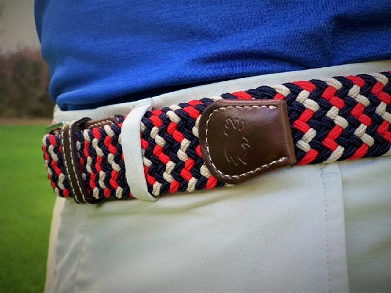 Roostas The Oxford Two Toned Woven Elastic Stretch Belt - Navy/Red/White 4 Roostas The Oxford Two Toned Woven Elastic Stretch Belt - Navy/Red/White - Image 4