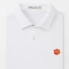 Peter Millar Clemson Paw Featherweight Melange Polo: White