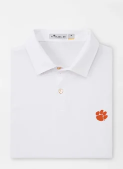 Peter Millar Clemson Paw Featherweight Melange Polo: White