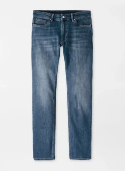 Peter Millar Vintage Washed Five-Pocket Denim: Medium Wash Indigo
