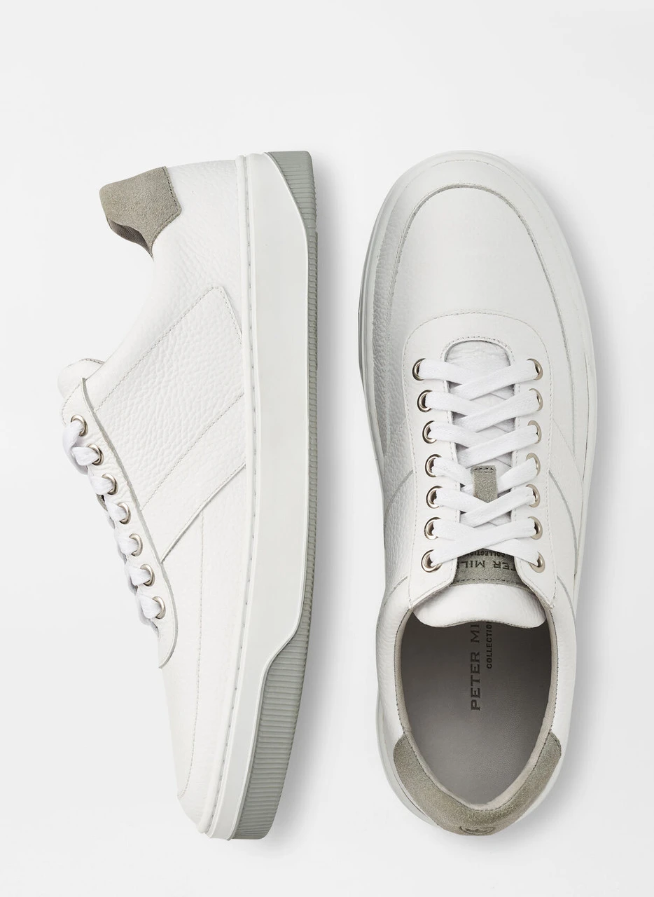 Peter Millar Vantage Pebble Grain Leather Sneaker: White 1 Peter Millar Vantage Pebble Grain Leather Sneaker: White