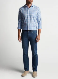 Peter Millar Pawley Summer Soft Cotton Sport Shirt: Cottage Blue -Clothing Store MS23W07LTS CBLU ALT A 80275.1675196047