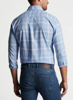 Peter Millar Pawley Summer Soft Cotton Sport Shirt: Cottage Blue -Clothing Store MS23W07LTS CBLU ALT B 35874.1675196048