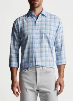 Peter Millar Pearl Bay Cotton Sport Shirt: Blue Sound -Clothing Store MS23W72LUF BSND ALT C 76755.1678992089