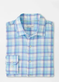 Peter Millar Pearl Bay Cotton Sport Shirt: Blue Sound