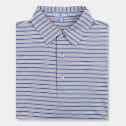 Genteal Oasis Stripe Performance Polo: Cyan