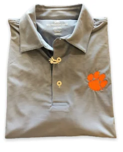Southern Tide Clemson Tigers Brreeze Sawgrass Stripe Performance Polo Shirt: Blue Ridge