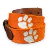 Smathers And Branson Clemson Needlepoint Belt: Orange W/ Paw