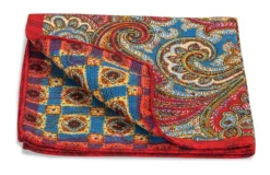 R. Hanauer Red Lucille Paisley Pocket Square