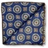 R Hanauer Reversible Paisley Medallion Pocket Square: Green/Navy