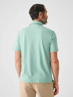 Faherty Sunwashed T-Shirt Polo: Lagoon Teal -Clothing Store SP23 faherty mens MKS2326 LGT SUNWASHED TSHIRT POLO LAGOON TEAL back 1 1000x 03698.1679335907