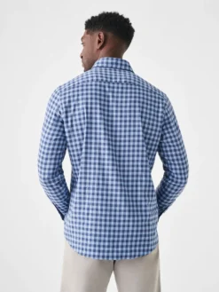 Faherty The Movement™ Shirt: Navy Skies Check -Clothing Store SP23 faherty mens MWS2322 NSC THE MOVEMENT SHIRT NAVY SKIES CHECK back 1 1000x 00419.1679348328